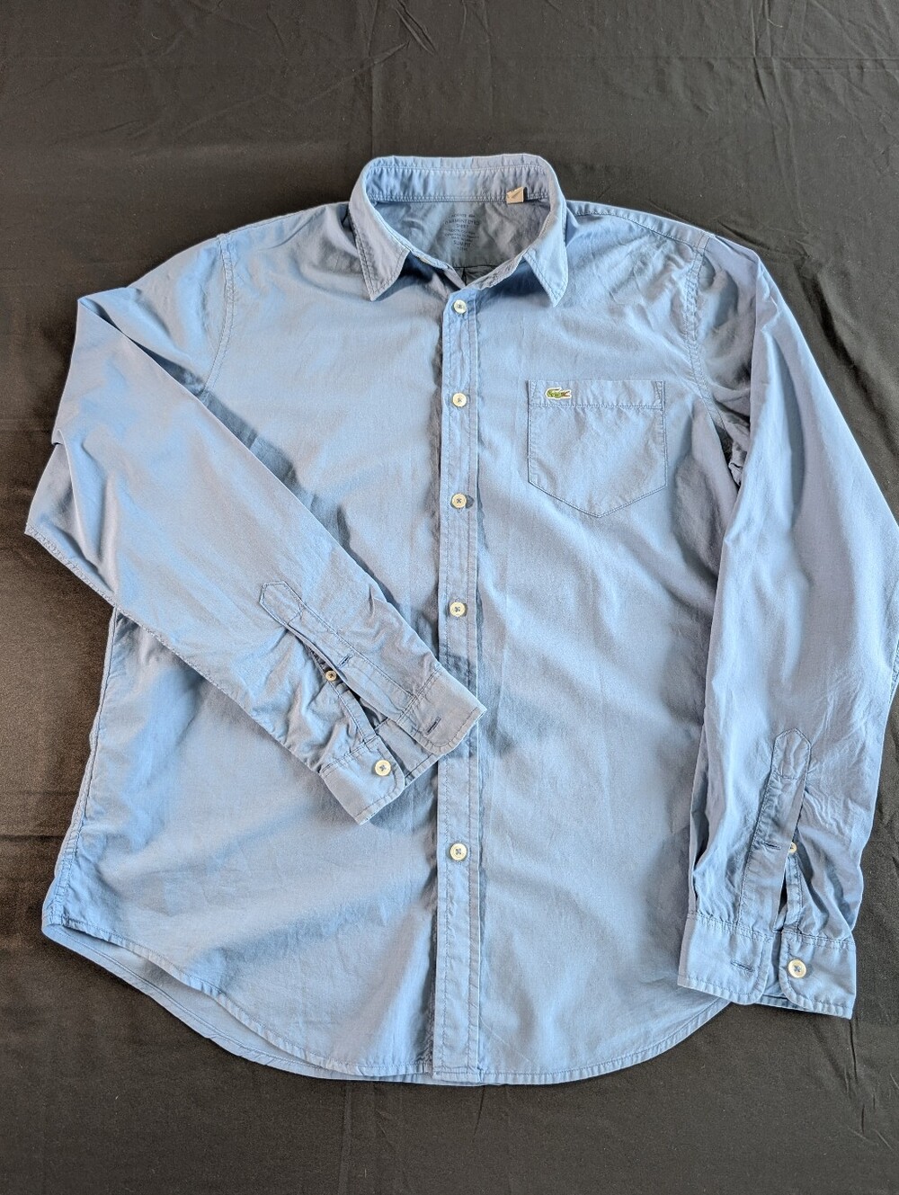Lacoste Blue Long Sleeve Button Up Shirt Men's Size 42 - Picture 2 of 9